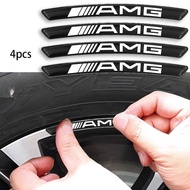 Rims Wheel Hub Edge 4pcs Stickers for Mercedes Benz AMG Logo Fit for C63 G63 E63 / Aluminum Alloy Ti