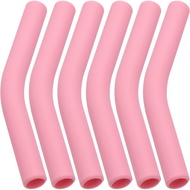 6 Metal Straw Silicone End 5/16 Inches Wide(8 mm Outer Diameter)Food Grade Rubber Straw Cover Flexible Elbow Water Flow Straw Replacement Tip Suitable for Stainless Steel Metal Straw,Pink