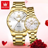 Olevs 7030 Fashion Casual Mechanical Watch Couple Watch Dual Calendar Men Women Watch (Free Exquisit