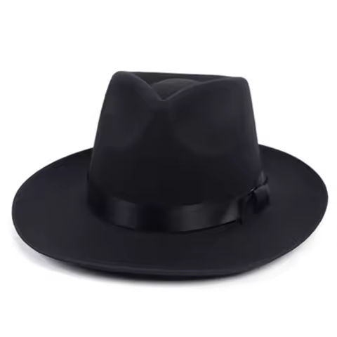 Fedora hat retro top hat British jazz hat male Michael Jackson hat autumn and winter unisex big brim