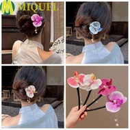 MIQUEL Hanfu Hairpin, Simulated Flowers Tassel Wooden Hair Stick, Retro Hanfu Headwear Chinese Style Butterfly Orchid Orchid Flower Hair Clip Hanfu Accessories