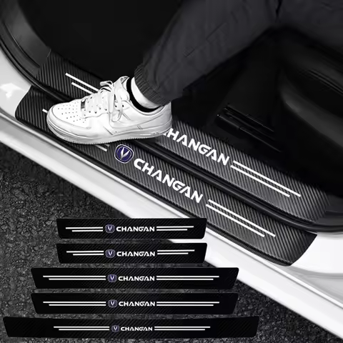 1/4/5Pcs Leather Car Door Sill Protector Carbon Fiber Sill Strip For Changan UNI-K CS35 CX70 CS85 CS