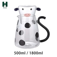 Homyl Cute Kettle, Tea Warmer Jug ,clear Pot ,Cow Type Glass Jug Teapot, for Juice Office Housewarmi