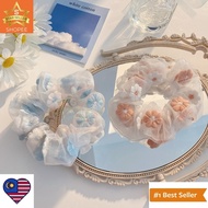 (MW)Summer Mesh Flower Scrunchie / Embroidery Mesh Hair Tie /  Girls Elastic Rubber Band / Mesh Larg