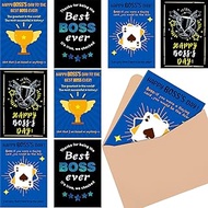 Tenceur 48 Pcs Funny Boss Day Card with Kraft Envelopes 5.3 x 8 Inches Cute Bosses Day Gifts Card Me