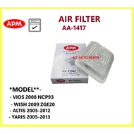 APM AIR FILTER TOYOTA VIOS NCP93 ALTIS ZZE142 ZRE142 ZRE172 WISH ZGE20 HARRIER ZSU60 AA-1417 17801-