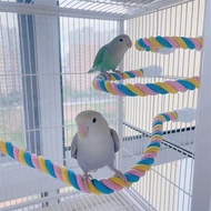 Mainan Berdiri Burung Burung Beo Tali Kapas Mainan Berwarna-warni Mengunyah Perches Untuk Buaian Bur