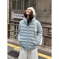 FORUYES Official Store American Slogan Embroidery Light White 90 Duck Down Hooded Pork Ribs Down Jac