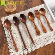 MIQUEL Wooden Spoon Ice Cream Retro Teaspoon Tableware For Soup Cooking Kitchen Coffee Spoon