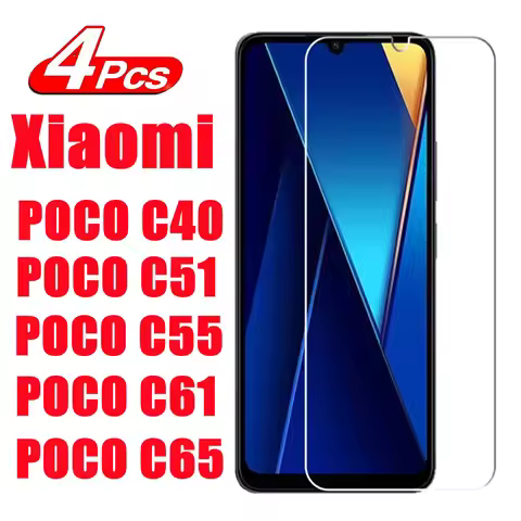 2/4Pcs For POCO C61 Screen Protector Glass For Xiaomi Poco C40 C50 C51 C55 C61 C65 Tempered Glass Fi