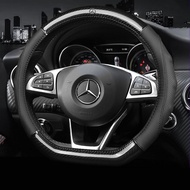 Mercedes Benz AMG คาร์บอนไฟเบอร์รถพวงมาลัยฝาครอบล้อ (ซับสีดำ) อุปกรณ์เสริม 38 เซนติเมตรสำหรับ W204 W