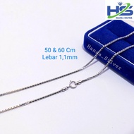 Kalung Perak Pria Wanita Silver 925 Lapis Emas Putih Model Italy Ukuran 50 &amp; 60 Cm - Perhiasan Perak Murni 926