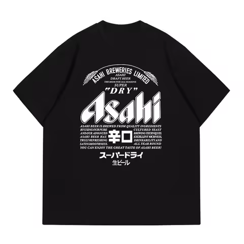 2025 New Style 2025 Asahi Beer Print Women's T-shirt for Both Men and Women, 100% Pure Cotton with A