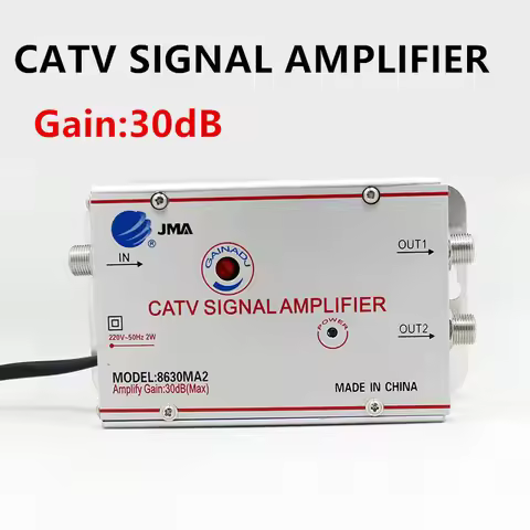 Gain 30DB Cable TV Splitter Amplifier 1 in 2 Out 20dB CATV Antenna Signal Booster for TV Equipments 