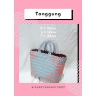 TASANYAMANJR.SHOP - Tas anyaman lurik TANGGUNG/ Tas anyaman plastik serbaguna/ Tas belanjaan/Tas asu