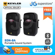 KEVLER EON-8A 8" 200W 2-way Full Range Active Loud Speaker (Pair) with LCD Display and Class D Amplifier, Built-In USB Port / FM / Bluetooth Function, RCA Input and 3 Mic Line I/O | JG Superstore