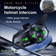 (🚚MY Stock🚚) D2-6X Motorcycle Helmet 1000M Distance Intercom Headset for 6 Riders Bluetooth Wireless