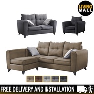 Living Mall Dixie Series Fabric 1/2/3-Seater L-Shaped Sofa Set with Chaise in 5 Colours