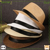 NEXTMY Straw Panama Cap Fashion Gangster Cap Beach Jazz Dress Hat