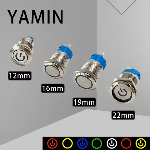 12/16/19/22mm Metal Push Button Switch Power Waterproof IP65 Flat Circular Round Head LED Light Self