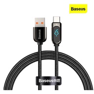 BASEUS Display Cable USB Type-C 5A ยาว 1m มีจอแสดงสถานะ รองรับการชาร์จไว 40W สายถักไนลอน