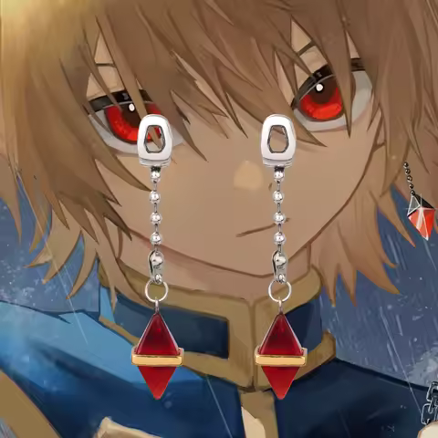 Anime Hunter X Hunter Hisoka Kurapika Red Earrings Pendant Fans Gift Cosplay Props For Women Men Jew