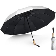 G4Free 46 Inch UPF 50+ UV Protection Large Travel Umbrella with Wooden Handle, 12 Fibreglass Ribs Su