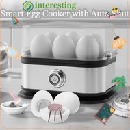 INTERESTING Smart Egg Cooker, 200W Power 6 Eggs Capacity Eggs Boiler, Stainless Steel Space Saving A