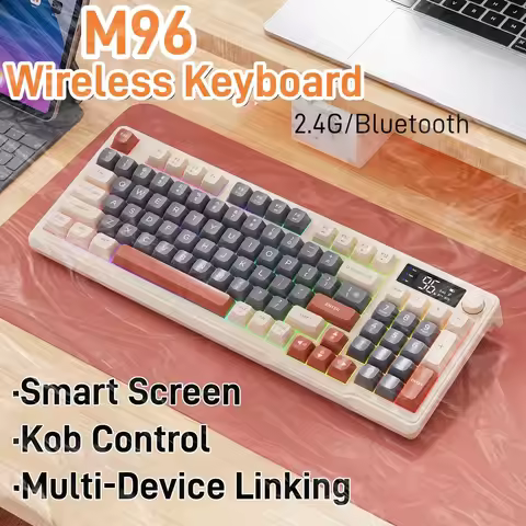 FreeWolf M96 Wireless Keyboard with Screen Gaming Keyboard Bluetooth Dual-Mode Connection Multi-Devi