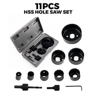11pcs Hole Saw Set Drill Bit 19mm - 64mm Cutter Core Shaft Plastic Wood Alloys & Thin Sheet Metal 6p