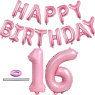 16th Birthday Party Balloons Banner Pink 16 Years Old Birthday Decorations 16 Inch Letter Balloons 3
