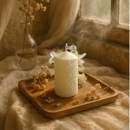 1pc Pointed Top Carved Cylinder Candle, 138g, Soy Wax Material, Burn Quietly Without Smoke, 10-Hour 