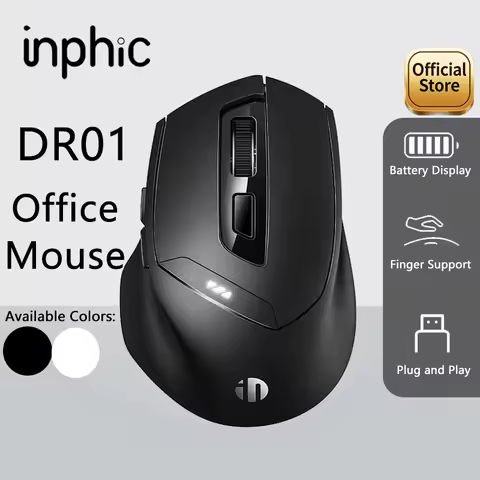 Inphic DR01 Bluetooth Wireless Mouse Ergonomic Design Silent Rechargeable Mouse for Home Office Lapt