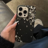 เคสโทรศัพท์มือถือ Apple 16Promax หรูหราพร้อมเพชรน้ำ 17 ชิ้น ป้องกัน iPhone 15 ป้องกันการตกหล่น 14Pro