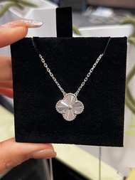 TOP Version VAN S925 CLEEF Sterling silver new  silver clover pendant necklace women jewelry set with clover bracelet