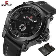 Naviforce 9099 นาฬิกาข้อมือ สายหนัง กันน้ํา สไตล์สปอร์ต สําหรับผู้ชาย