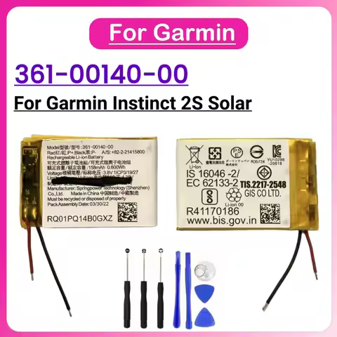 New Battery 361-00140-00 For Garmin Instinct 2S Solar Rechargeable 158mAh Battery Batterie Accumulat