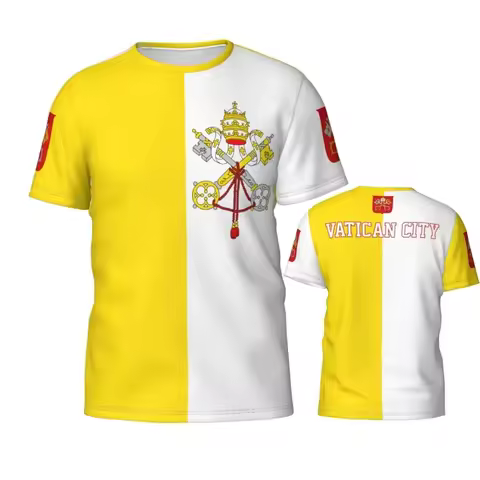 2024 New Vatican Flag Graphic 3D Printed T-shirt Vatican National Emblem Fashion Men's Tops National