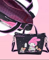 LeSportsac x Sanrio My Melody 黑色 便攜 手提袋 斜咩袋 兩用袋 單肩袋 收納袋 購物袋  (需訂購）