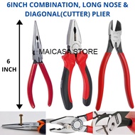 6" Combination Plier Long Nose Plier Diagonal Plier / Playar Gabung Mulut Buaya Playar Muncung Tirus Playar Pemotong