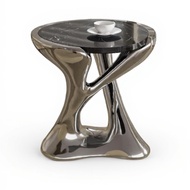 Irregular Fiberglass Coffee Table Marble Medal Shape Modern Accent Side Table for Living Room Bedroo