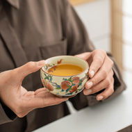 Cốc Trà Cao Cấp Yuzhou Nine Peach Five Happiness Copper Coin Split Master Cup for Home Office Gongfu