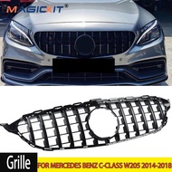 For Mercedes W205 C300 C450 C43 AMG 2014-2018 GTR Style Front Grille Gloss Black CAR Accessories