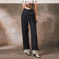 SALISA - RAW DENIM JEANS FOLDED PF24 ปลายขาพับ/ปล่อยได้ เอวปรับได้ กางเกงผ้ายีนส์