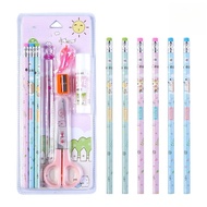 Cartoon Student Pen Prize Pencil Gift Bag Gift Box CreativeHBPencil Gift Children's Day Prize Kindergarten Pencil Case Children's Day Gift Scissors Small Fish Set Set Stationery OVYN