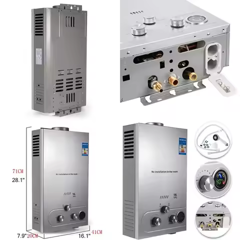 for Liquified Natural Gas Water Heater 6L 8L 10L 12L 16L 18L 36KW Thermostat Methane Gas Instant Hot