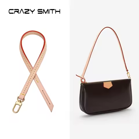 CRAZYSMITH Luxury Vegetable Tanned Leather Bag Strap For LV Pochette Underarm Crossbody Shoulder Str