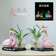 Ceramic Flamingo Small Fresh Hydroponic Vase Decoration Creative Living Room Green Dill Transparent 