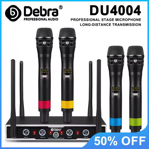 Debra DU4004 UHF wireless conference microphone, UHF 4 channels, lavalier, headset, handheld microph