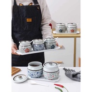 Ceramic Seasoning Jar Seasoning Jar Set Salt Shaker Household Lard Jar Chili Oil Jar Seasoning Box K